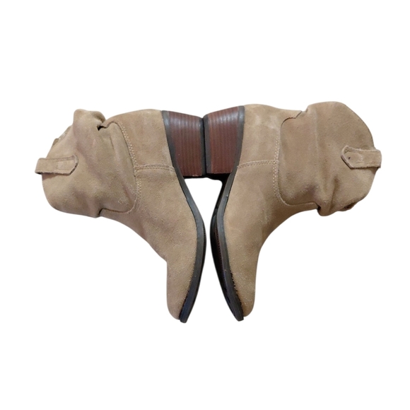 White Mountain Slammin Western Ankle Boots Tan Suede Shortie Cowgirl Boots Sz 6 - Picture 2 of 10